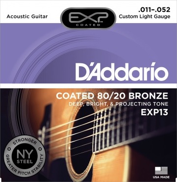 D'addario Jeu De 6 Cordes Exp13ny Coated 80/10 Bronze Custom Light 11-52 - Westerngitaarsnaren - Main picture