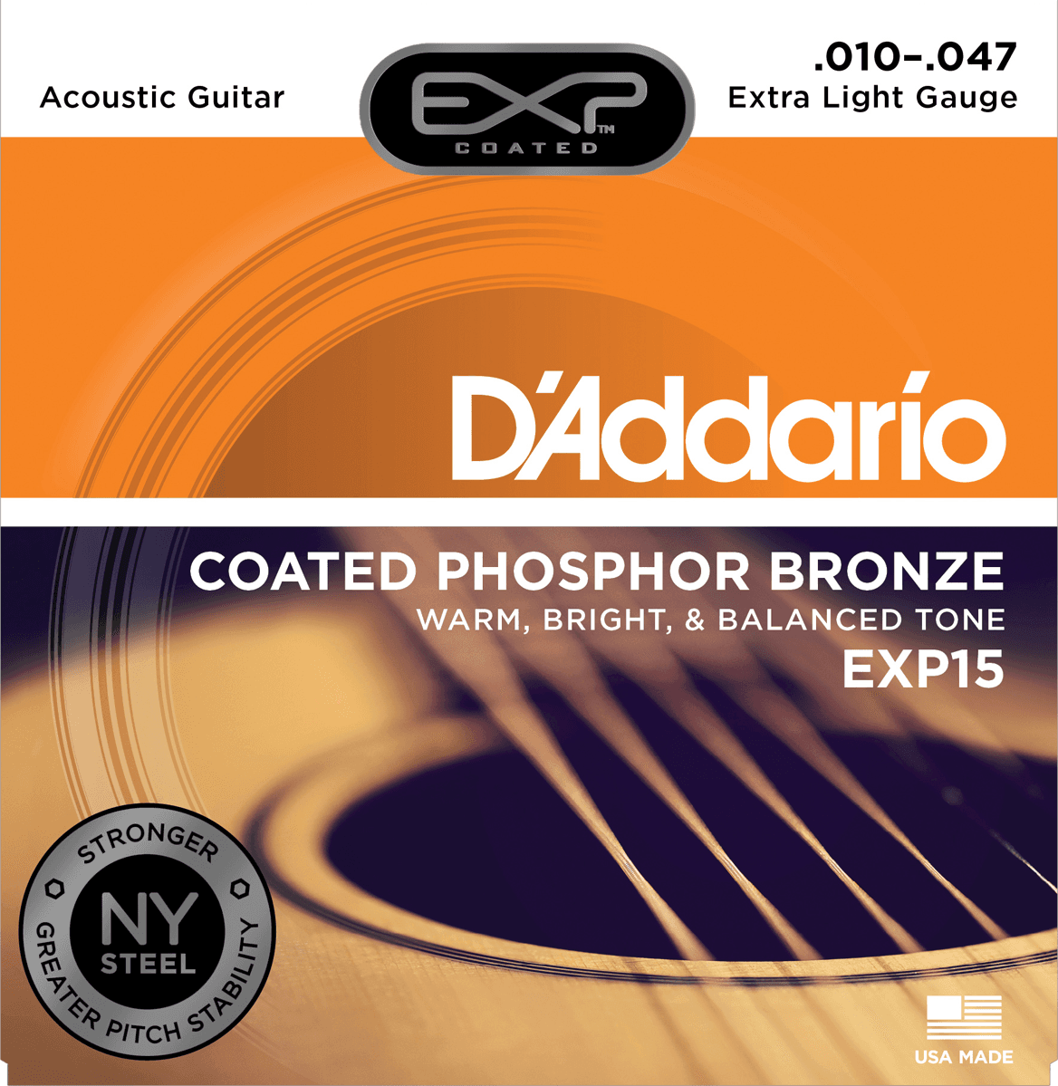 D'addario Exp15ny Coated Phosphor Bronze Extra Light 10-47 - Westerngitaarsnaren - Main picture
