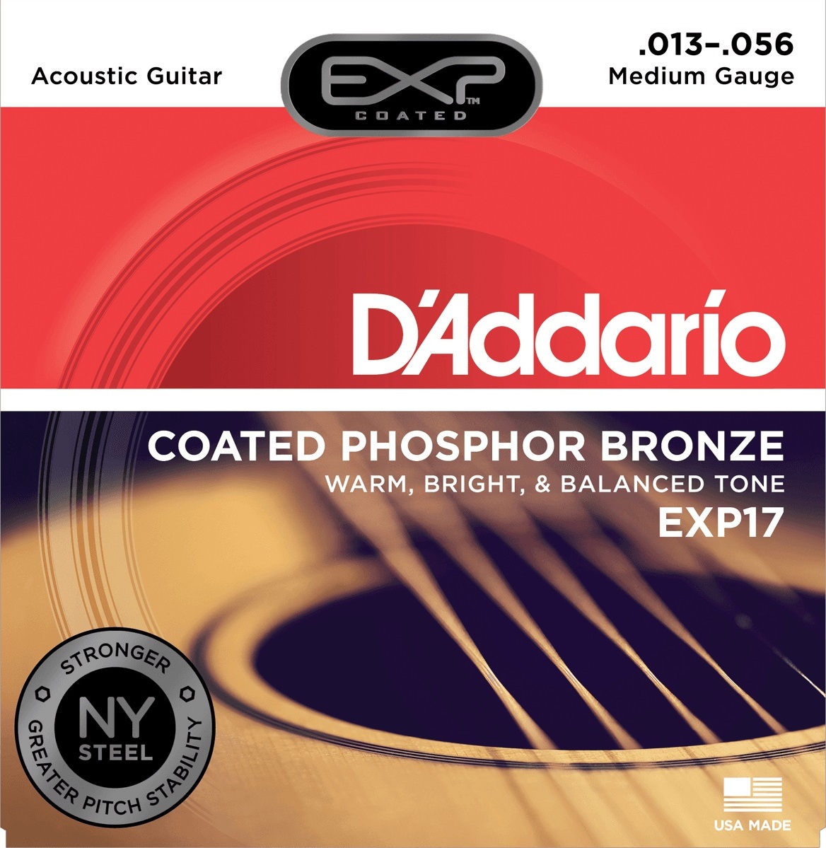 D'addario Jeu De 6 Cordes Exp17ny Coated Phosphore Bronze Medium Gauge 13-53 - Westerngitaarsnaren - Main picture