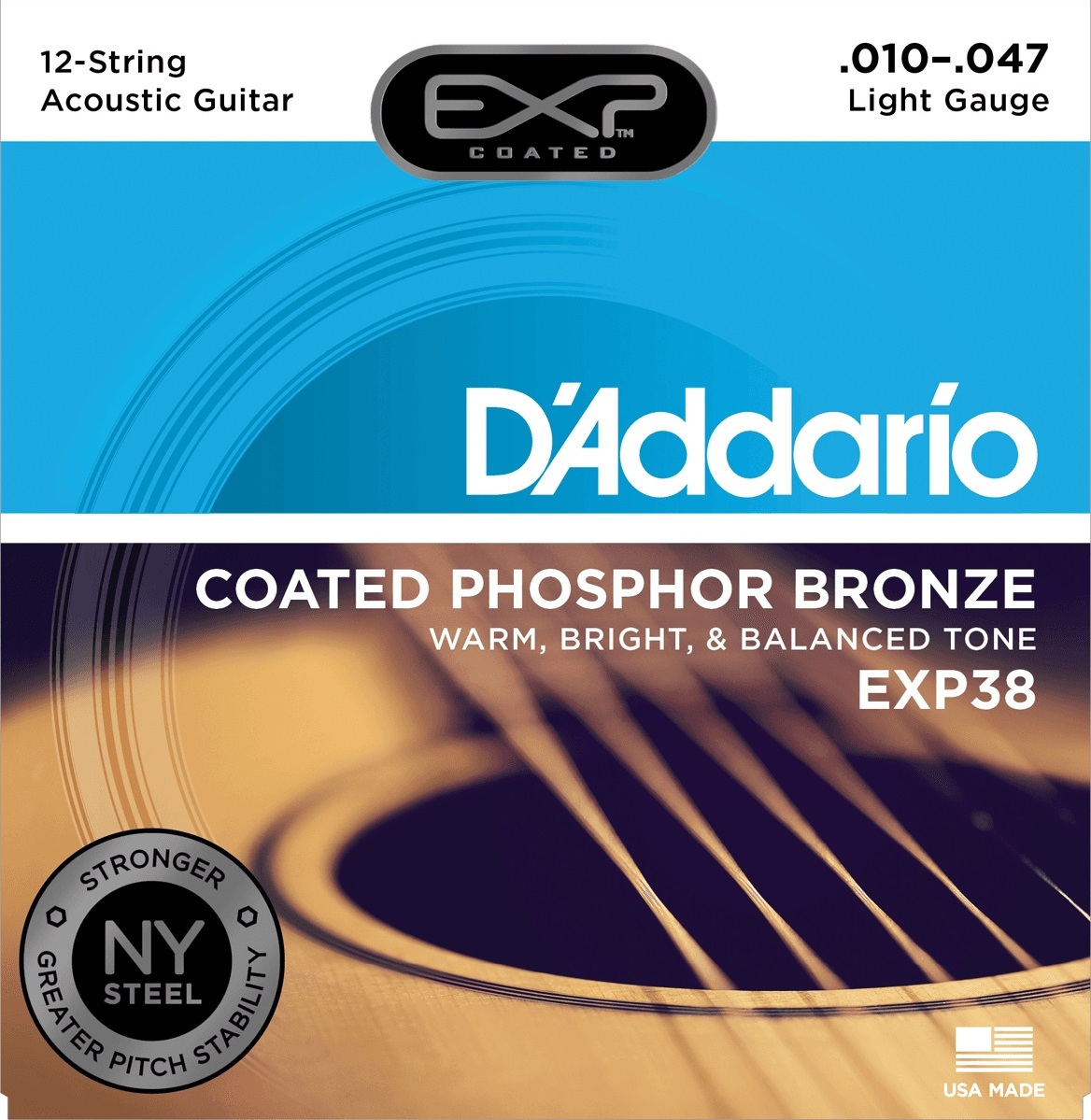 D'addario Exp38 Coated Phosphor Bronze Light 12-string 10-47 - Westerngitaarsnaren - Main picture