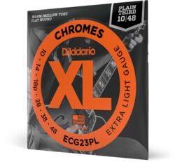 Elektrische gitaarsnaren D'addario 10-48 Extra Light, Plain Third, XL Chromes Electric Guitar Strings - Snarenset