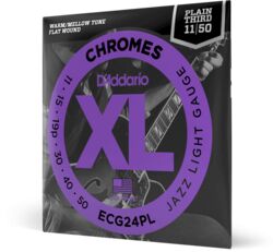 Elektrische gitaarsnaren D'addario 11-50 Jazz Light, Plain Third, XL Chromes Electric Guitar Strings - Snarenset