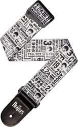 Gitaarriem D'addario 50BTL13 Beatles 1964 US Tour Ticket Stubs Guitar Strap, Black and White