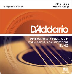 Westerngitaarsnaren  D'addario EJ42 Resophonic Guitar Strings 16-56 - Snarenset