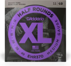 Elektrische gitaarsnaren D'addario EHR370 Electric Half Rounds Medium 11-49 - Snarenset