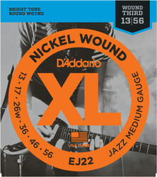 Elektrische gitaarsnaren D'addario EJ22 Nickel Round Wound, Jazz Medium, 13-56 - Snarenset
