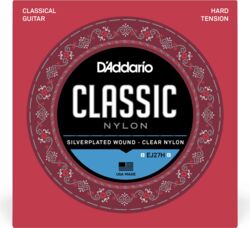 Nylonsnaren voor klassieke gitaar D'addario EJ27H Classic (6) Silver Plated Wrap, Nylon Core, Clear Student Nylon Trebles - Snarenset