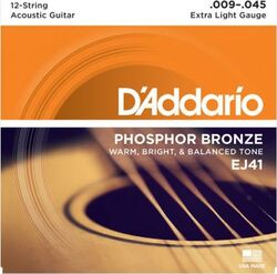 Westerngitaarsnaren  D'addario EJ41 Folk (6) Phosphor Bronze Extra-Light 09-45 - Snarenset