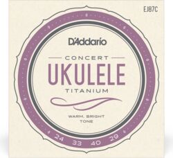 Ukulelesnaren D'addario EJ87C Ukulélé Concert (4)  Pro-Arté Titanium 024-029 - Snarenset