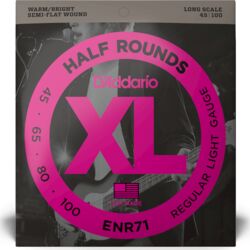 Elektrische bassnaren D'addario ENR71 Bass (4) Half Rounds Regular Light / Long Scale 45-100 - Set van 4 snaren