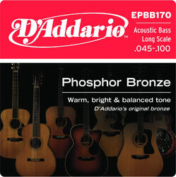 Akoestische bassnaren D'addario EPBB170 Phosphor Bronze Acoustic Bass, Long Scale, 45-100 - Set van 4 snaren