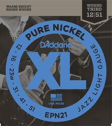 Elektrische gitaarsnaren D'addario EPN21 XL Pure Nickel - Jazz Light - 012-051 - Snarenset
