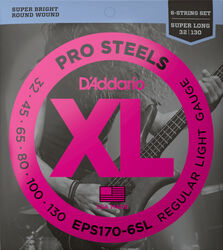 Elektrische bassnaren D'addario EPS170-6SL Electric Bass 6-String Set ProSteels Round Wound Super Long Scale 30-130 - Snarenset