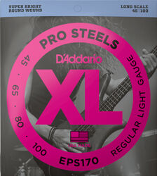 Elektrische bassnaren D'addario EPS170 Electric Bass 4-String Set ProSteels Round Wound Long Scale 45-100 - Set van 4 snaren