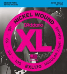 Elektrische bassnaren D'addario ESXL170 XL Nickel Wound Basse 045-100 - Set van 4 snaren