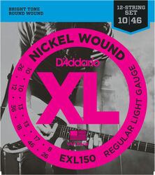 Elektrische gitaarsnaren D'addario EXL150 Nickel Round Wound 12-String, Regular Light, 10-46 - Snarenset