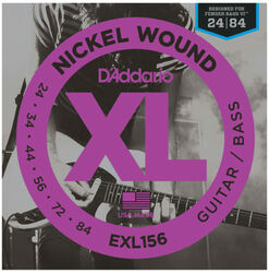 Elektrische bassnaren D'addario EXL156 Nickel Round Wound, Fender Bass VI, 24-84 - Snarenset
