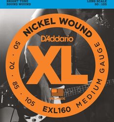 Elektrische bassnaren D'addario EXL160 Nickel Wound Electric Bass 50-105 - Set van 4 snaren