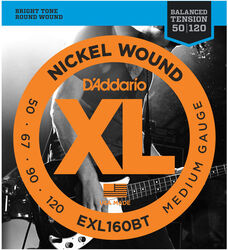 Elektrische bassnaren D'addario EXL160BT Nickel Wound Electric Bass 50-120 - Set van 4 snaren