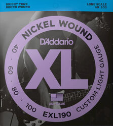 Elektrische bassnaren D'addario EXL190 Electric Bass 4-String Set Nickel Round Wound Long Scale 40-100 - Set van 4 snaren