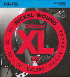 Elektrische bassnaren D'addario EXL230 Nickel Wound Electric Bass 55-110 - Set van 4 snaren