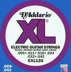 Elektrische gitaarsnaren D'addario EXL120 Electric Super Light 09-42 - Snarenset