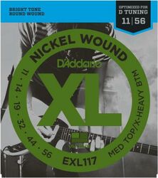 Elektrische gitaarsnaren D'addario EXL 117 Nickel Wound Medium/Heavy Bottom 11-56 - Snarenset
