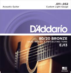 Westerngitaarsnaren D'addario EJ13 Bronze 80/20 11-52 - Snarenset
