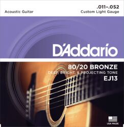 Westerngitaarsnaren  D'addario EJ13 Bronze 80/20 11-52 - Snarenset