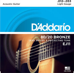 Westerngitaarsnaren  D'addario EJ11 Bronze 80/20 12-53 - Snarenset