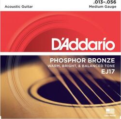 Westerngitaarsnaren D'addario Phosphor Bronze EJ17 Medium 13-56 - Snarenset