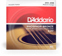 Westerngitaarsnaren D'addario Phosphor Bronze EJ17 Medium 13-56 - Snarenset