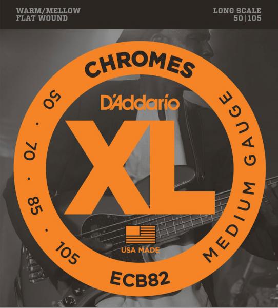 Elektrische bassnaren D'addario ECB82 Electric Bass 4-String Set Chromes Flat Wound Long Scale 50-105