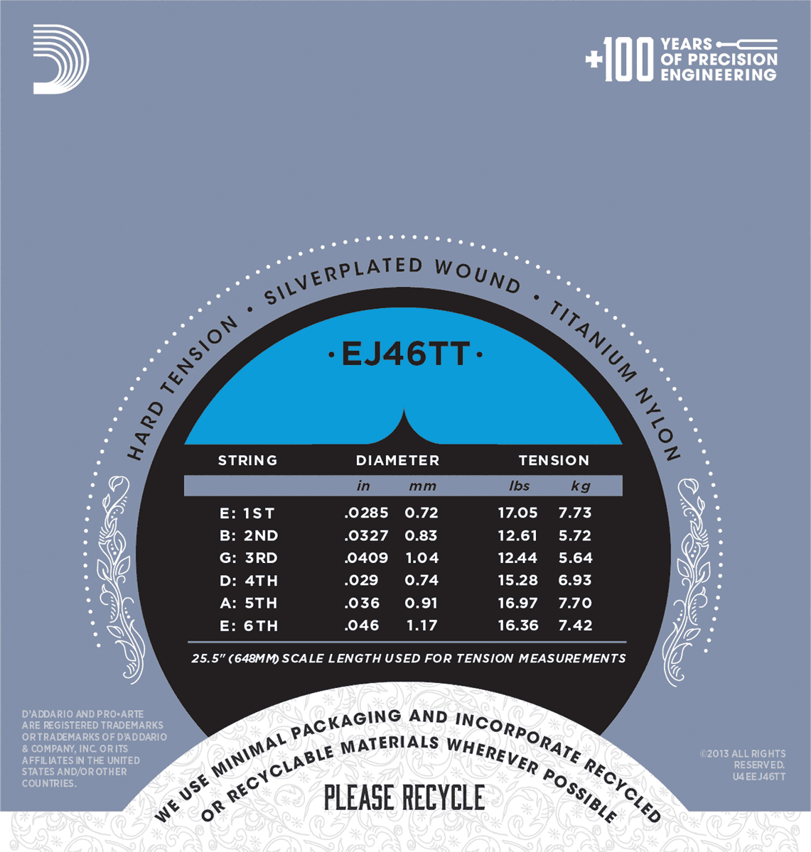 D'addario Jeu De 6 Cordes Ej46tt Pro Arte Classical Dynacore - Hard Tension - Nylonsnaren voor klassieke gitaar - Variation 1