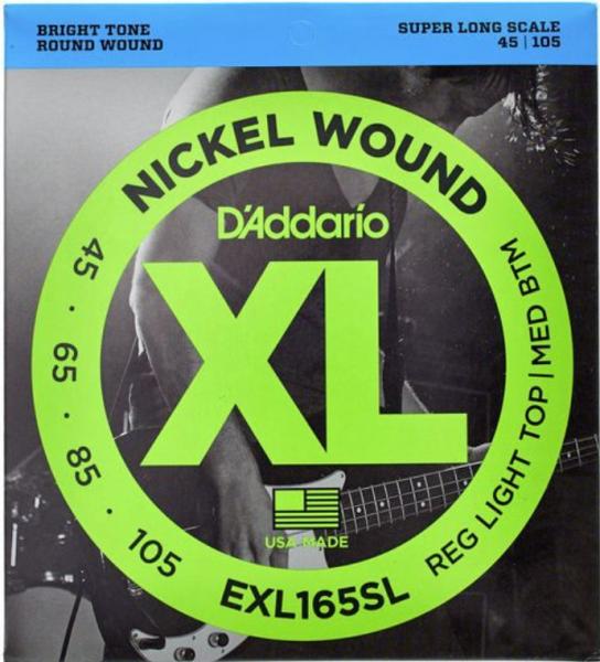 Elektrische bassnaren D'addario EXL165SL Electric Bass 4-String Set Nickel Round Wound Super Long Scale 45-105