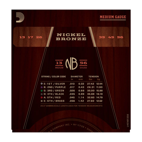 D'addario Nickel Bronze Acoustic Guitar Nb1356 Medium 13-56 - Westerngitaarsnaren - Variation 2