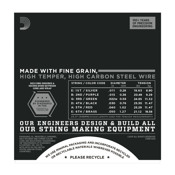 D'addario Jeu De 6 Cordes Xl Chromes Flat Wound Jazz Ecg24 Light 11-50 - Elektrische gitaarsnaren - Variation 1