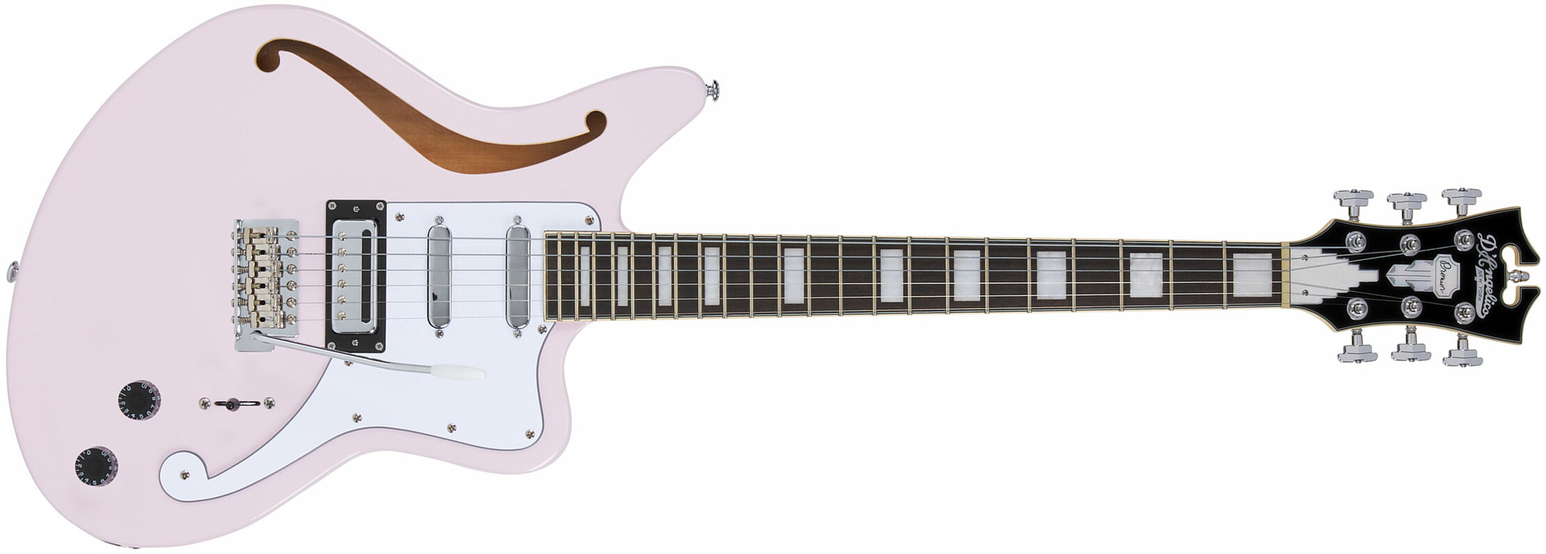 D'angelico Bedford Sh Premier Hss Trem Ova - Shell Pink - Semi hollow elektriche gitaar - Main picture