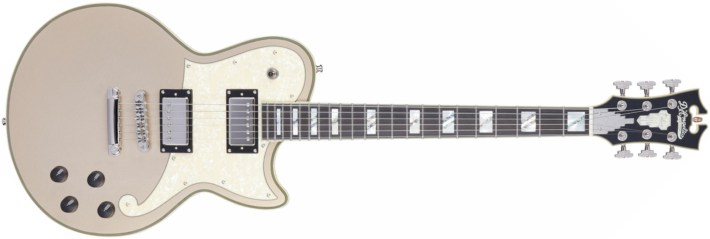 D'angelico Deluxe Atlantic 2h Ht Eb - Desert Gold - Enkel gesneden elektrische gitaar - Main picture