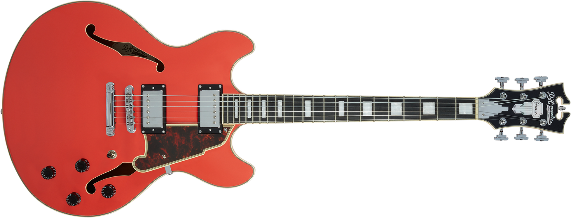 D'angelico Premier Dc 2h Ht Ova - Fiesta Red - Semi hollow elektriche gitaar - Main picture