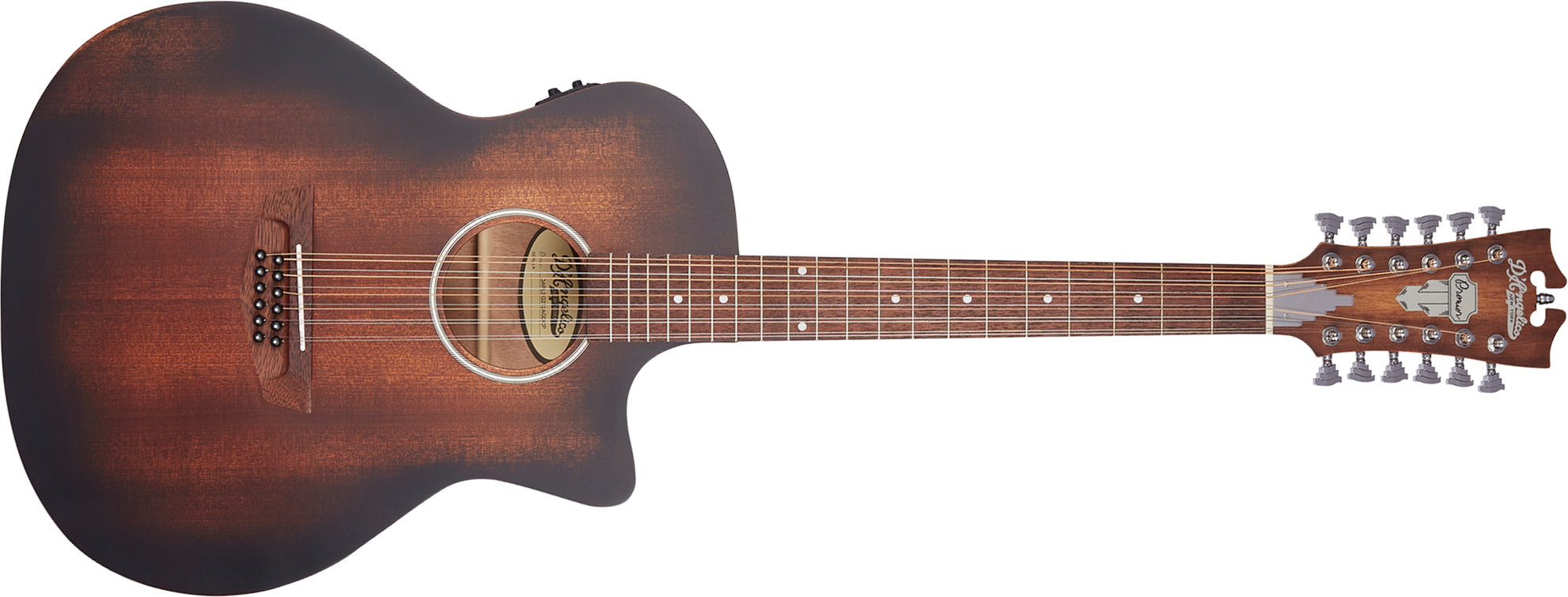 D'angelico Premier Fulton Ls 12-string Grand Auditorium Cw 12c Tout Acajou Mer - Aged Mahogany - Folk gitaar - Main picture