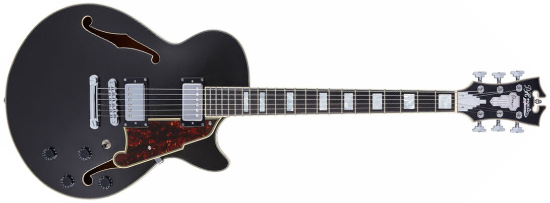 D'angelico Ss Premier 2h Ht Ova - Black Flake - Semi hollow elektriche gitaar - Main picture