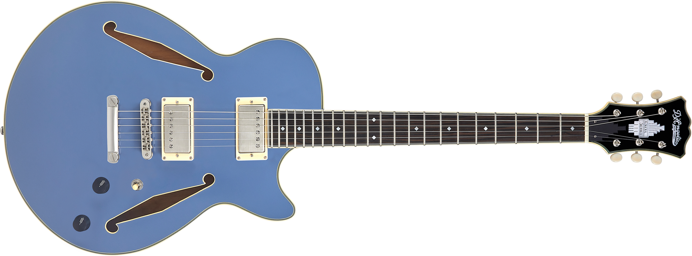D'angelico Ss Tour Excel 2h Ht Eb - Slate Blue - Semi hollow elektriche gitaar - Main picture