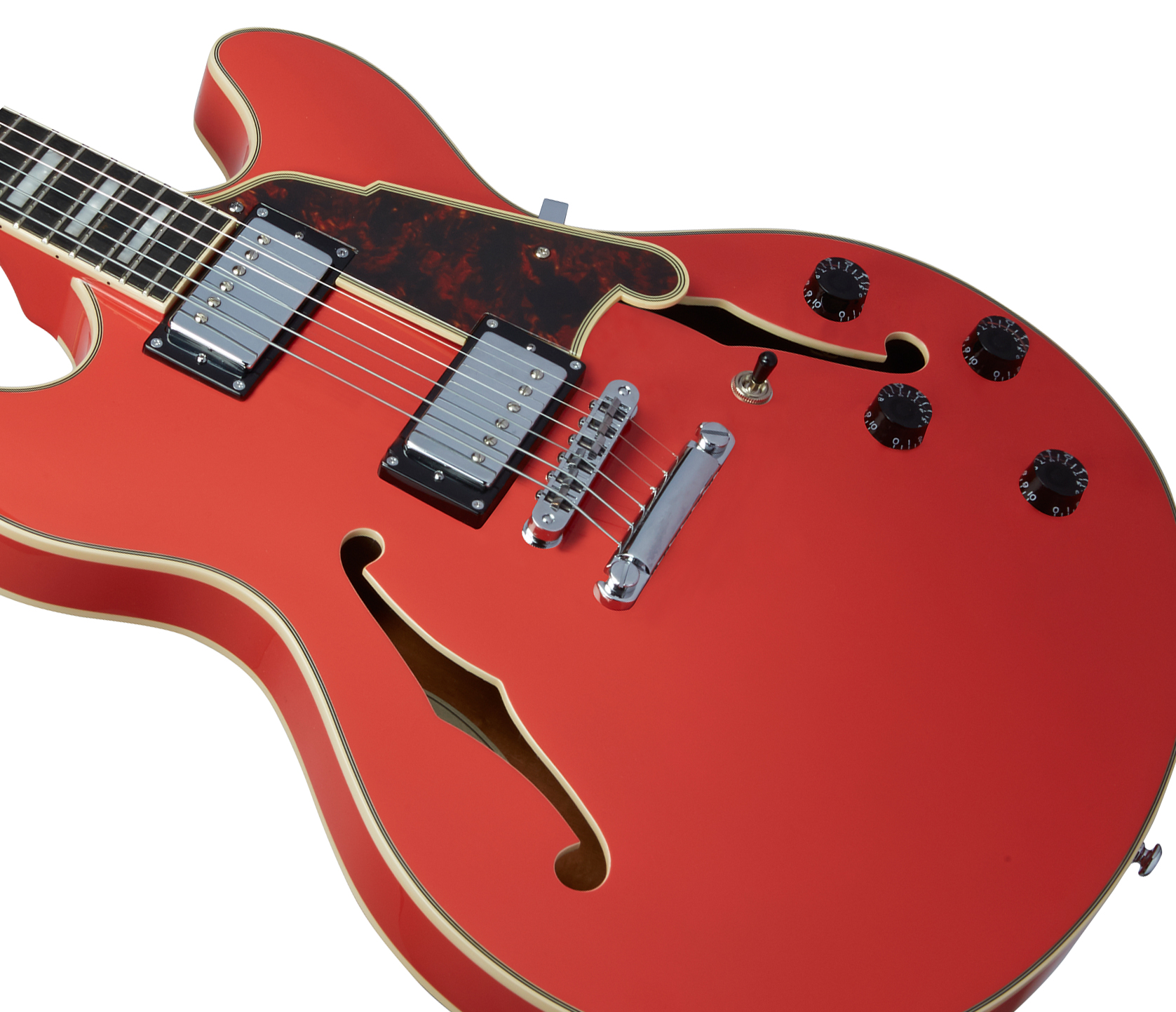 D'angelico Premier Dc 2h Ht Ova - Fiesta Red - Semi hollow elektriche gitaar - Variation 3