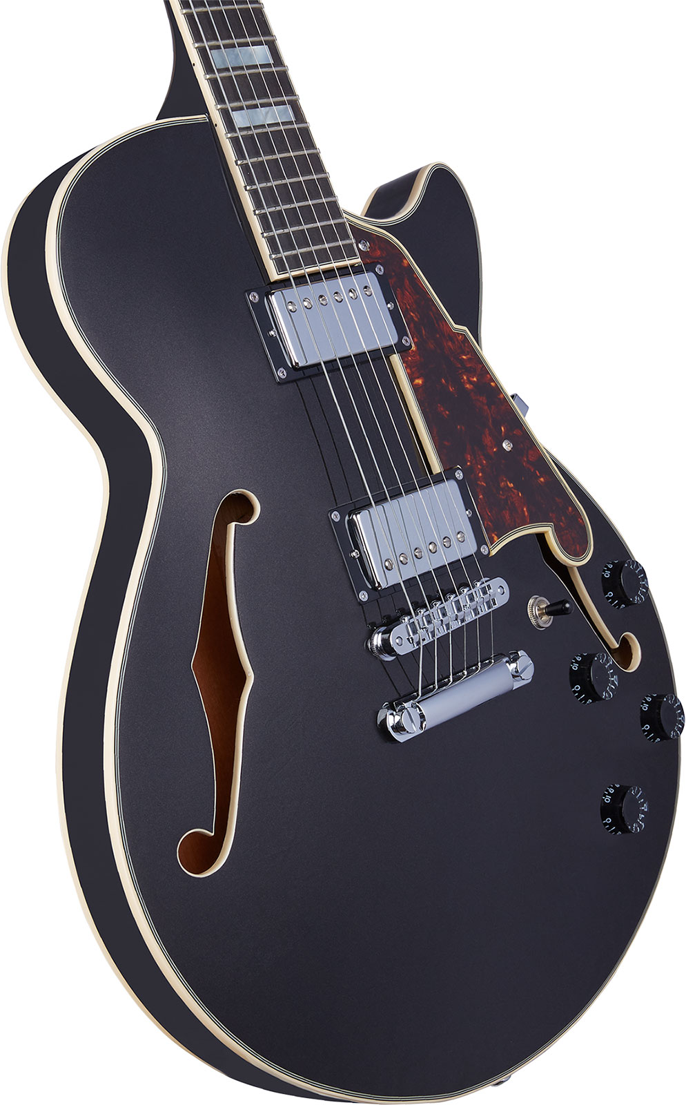 D'angelico Ss Premier 2h Ht Ova - Black Flake - Semi hollow elektriche gitaar - Variation 3