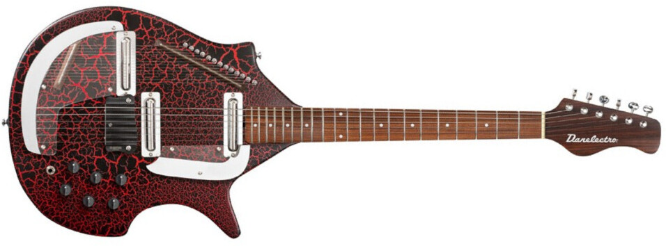 Danelectro Sitar Rdc Ht 2s Pf - Red Crackle - Retro-rock elektrische gitaar - Main picture