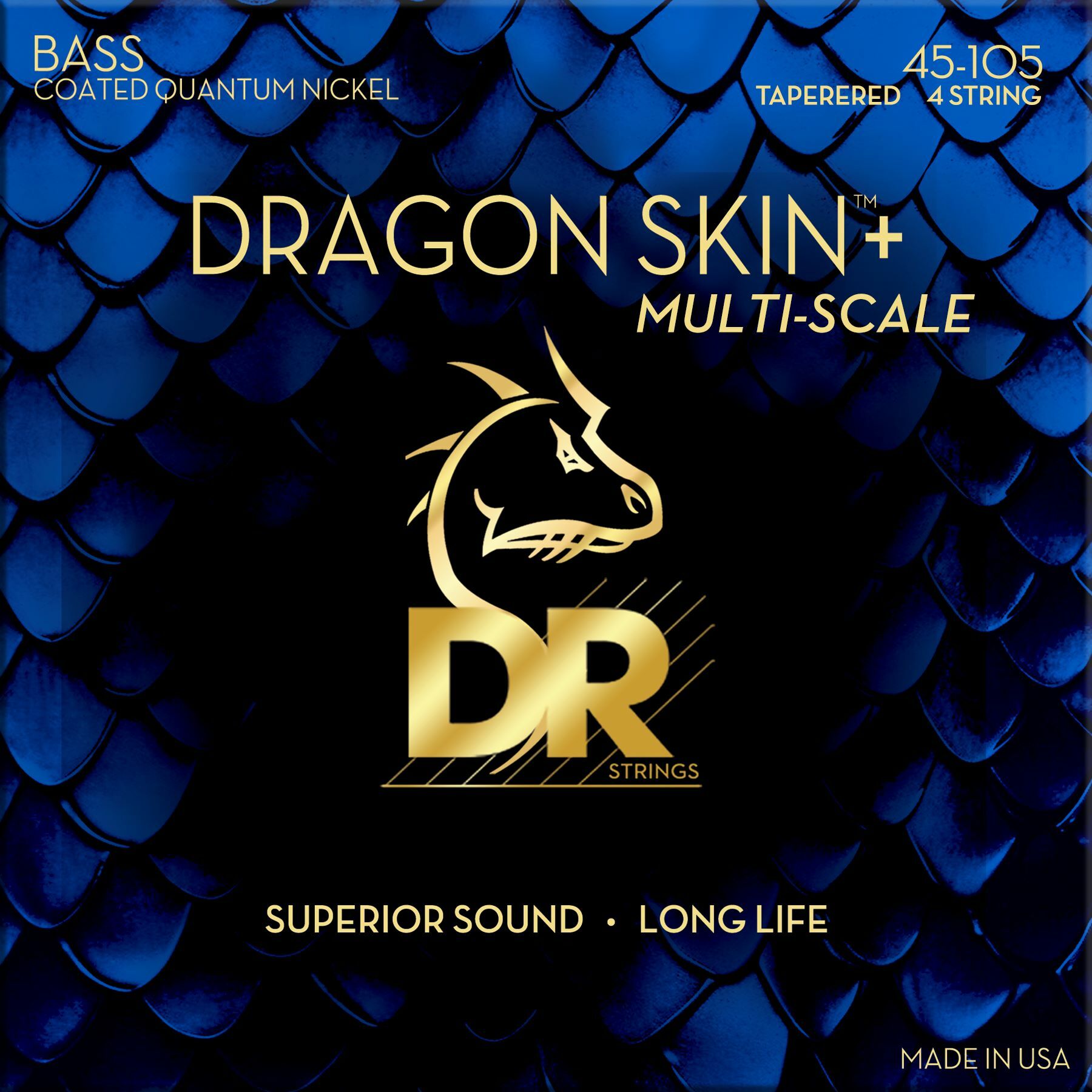 Dr Jeu De 4 Cordes Dragon Skin+ Core Technology Coated Wrap 45-105 Tapered Multi-scale - Elektrische bassnaren - Main picture