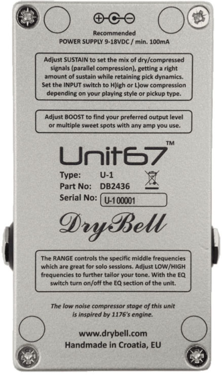Drybell Unit 67 Boost Compressor Eq - Compressor/sustain/noise gate effect pedaal - Variation 3