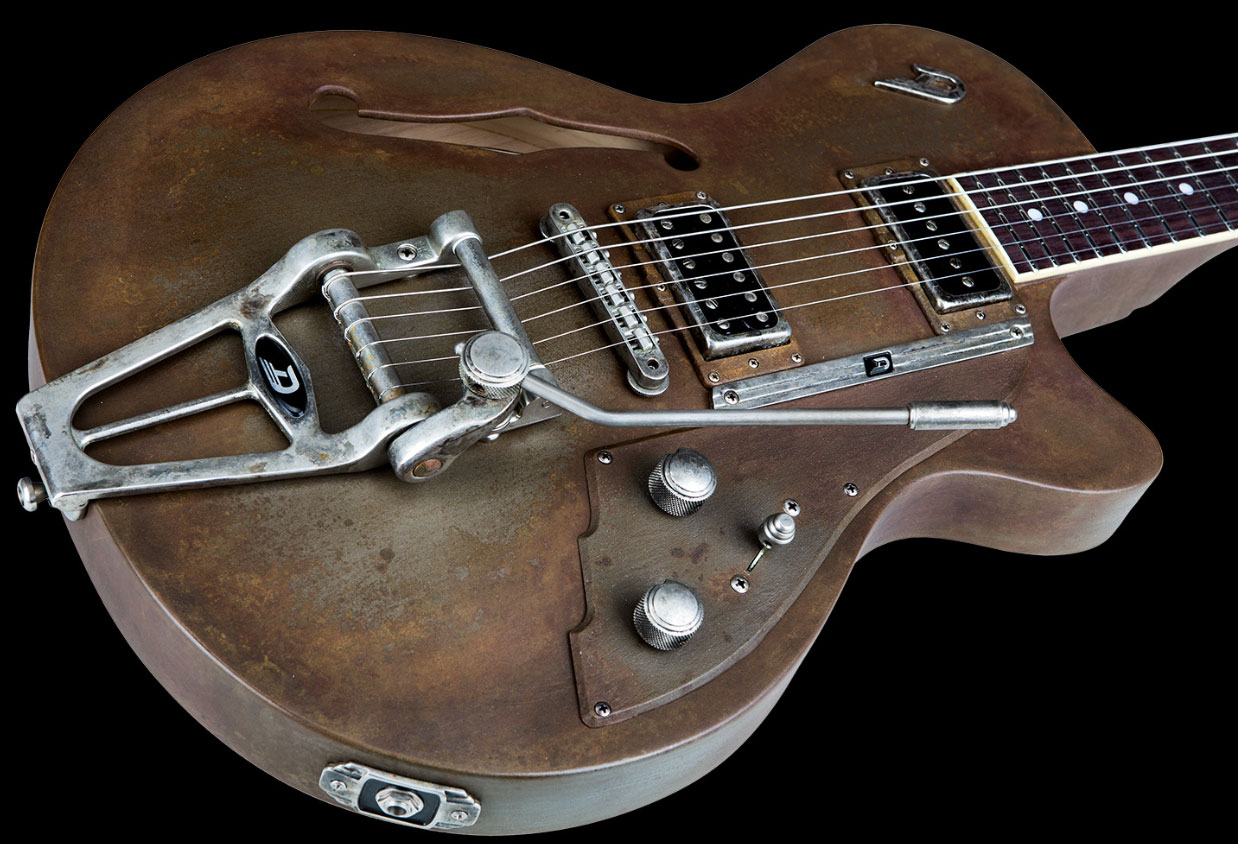 Duesenberg Custom Shop Starplayer Tv Hs Trem Rw - Rusty Steel - Semi hollow elektriche gitaar - Variation 1