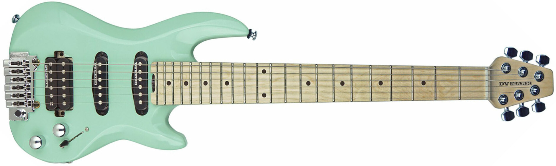 Dv Mark Dv Little Guitar F1 Hss Trem Mn - Carribean Green - Elektrische reisgitaar - Main picture